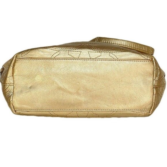 Gold COACH Signature Metallic Tote Bag With Logo & Zip Closure - Picture 3 of 9